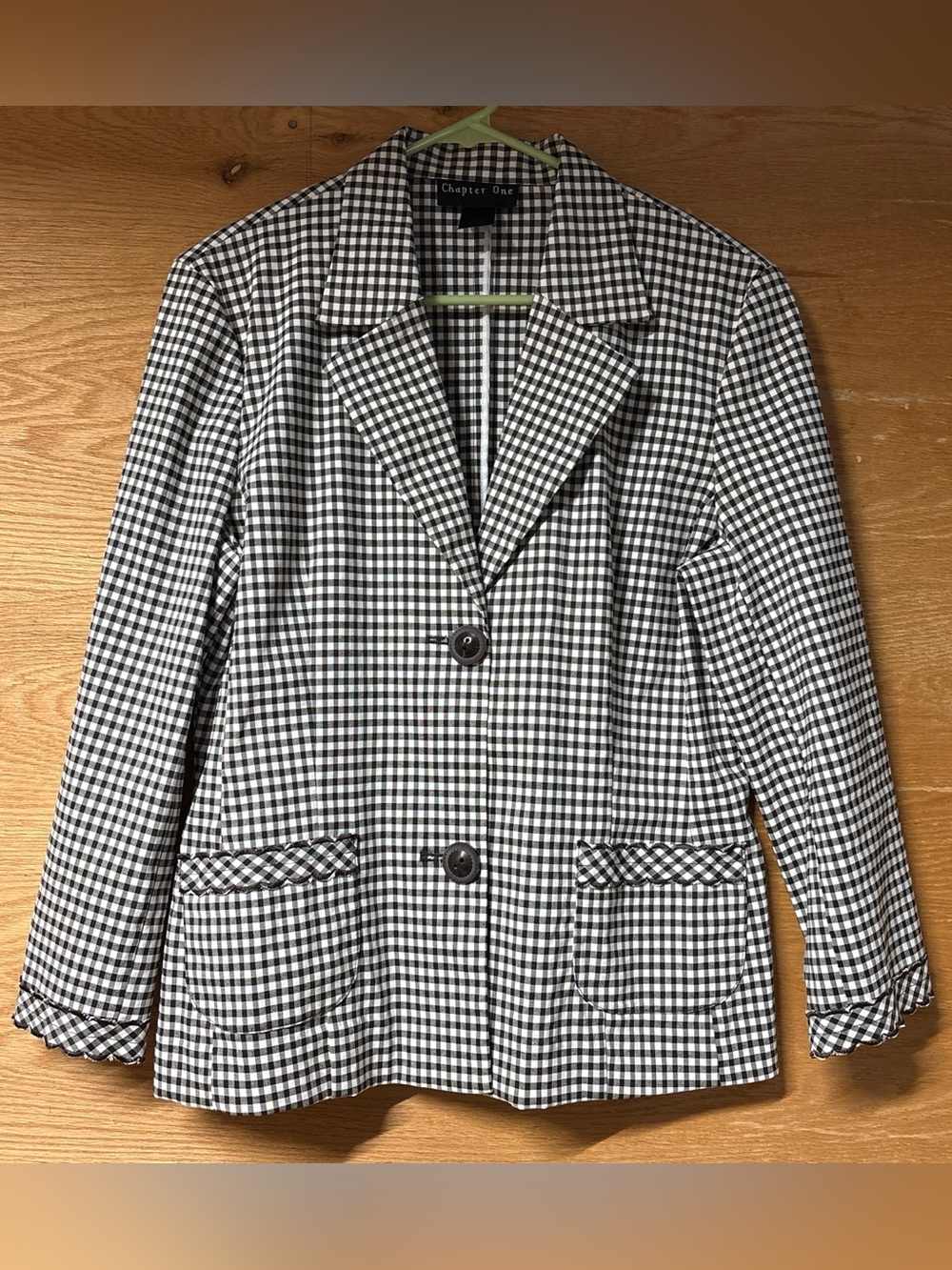 Chapter One Black & White Gingham Blazer